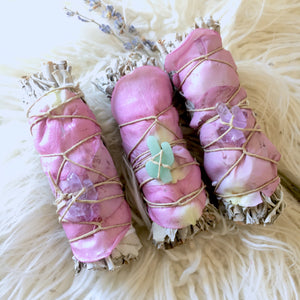 Crystal Cactus white Sage Bundle