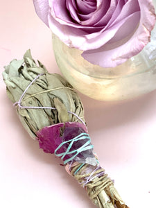 Torch white sage bundle with amethyst point