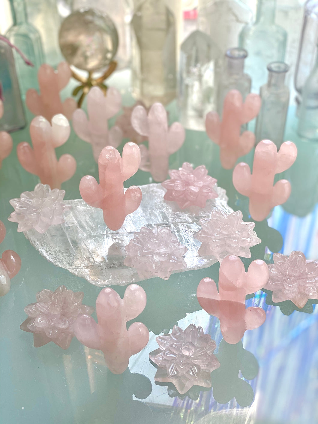 Rose quartz Crystal Cactus