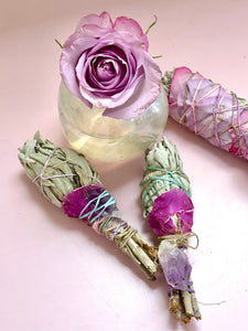 Torch white sage bundle with amethyst point