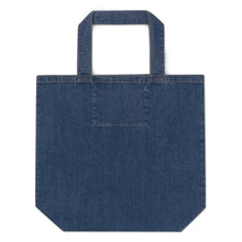 Load image into Gallery viewer, Meditation Before Caffeination denim tote bag