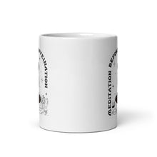 Load image into Gallery viewer, White glossy mug Meditation before Caffeination